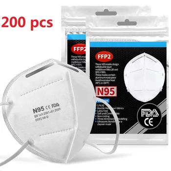 

10-200pcs N95 5 Layers Mouth Mascarillas Adult Protective Dust-proof Mouth Mondkapjes Anti-fog Breathable Filtration Mascarillas