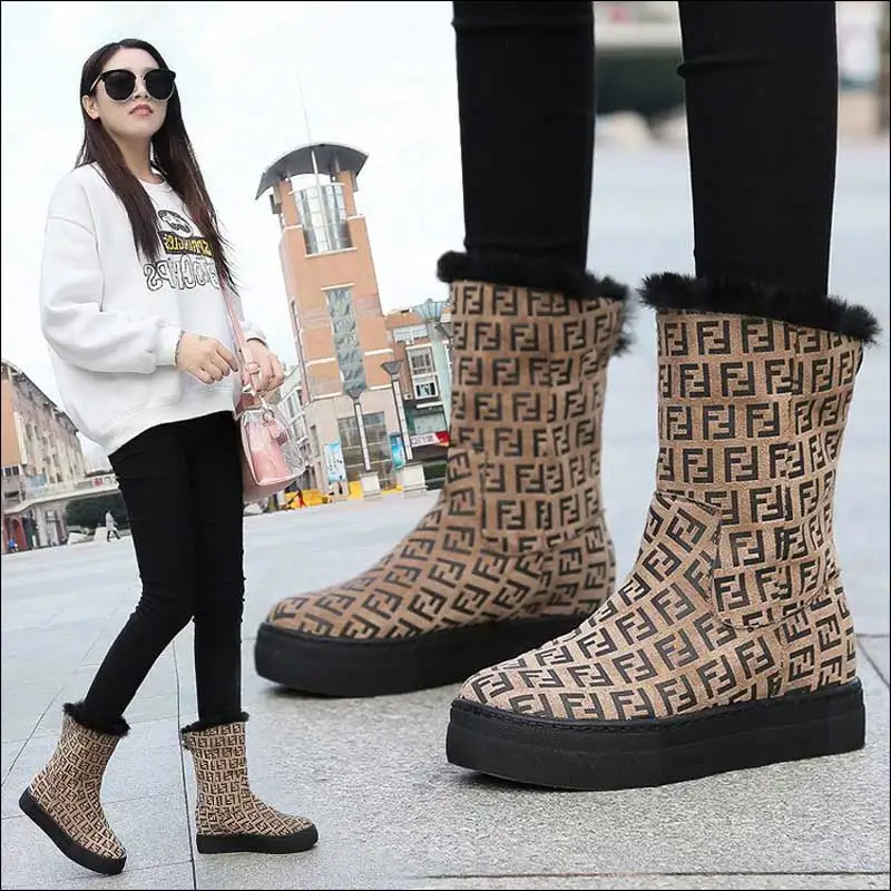 

New Women Boots Female Winter Boots Mid-Calf Warm Snow Boots Ladies Shoes Woman Warm Fur Botas Mujer Casual Booties