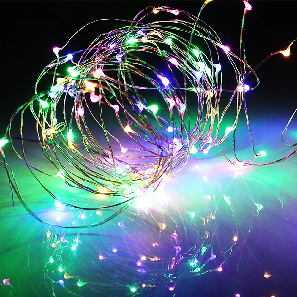 color Junejour 100/200LED гирлянды на солнечных батареях Открытый водонепроницаемый медный провод огни для украшения сада фестиваля - Испускаемый цвет: color