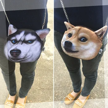 

3d Printed Husky Doge Animal Bag Chain Bag Creative Personality Women's Bag (factory Direct) Clear Purse Handbags Ladies