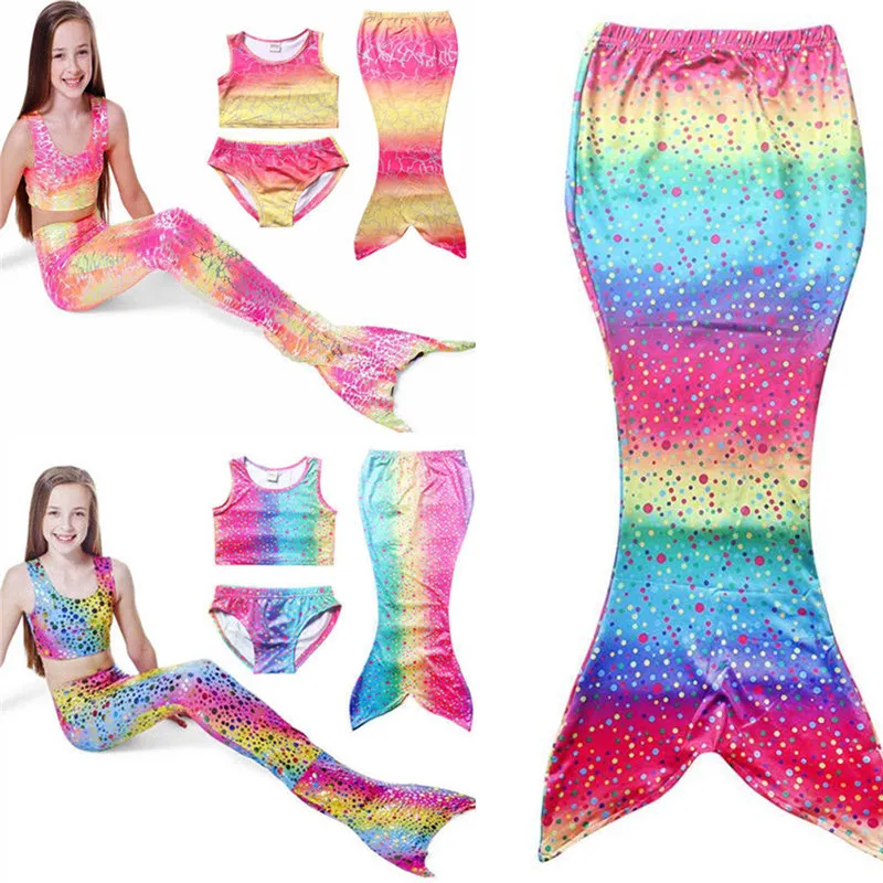 

hirigin new fashion Kid Girls Mermaid Tail With Monofin Swimwear Set o-neck sleeveless sheath Costumes Swimsuit Flippers