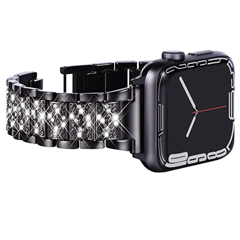 

Bling Watchbands For Apple Watch Bracelet SE Series7 6 Band 45mm 41mm 44mm 40mm Stainless Steel Strap For iWatch 5 4 3 42mm 38mm
