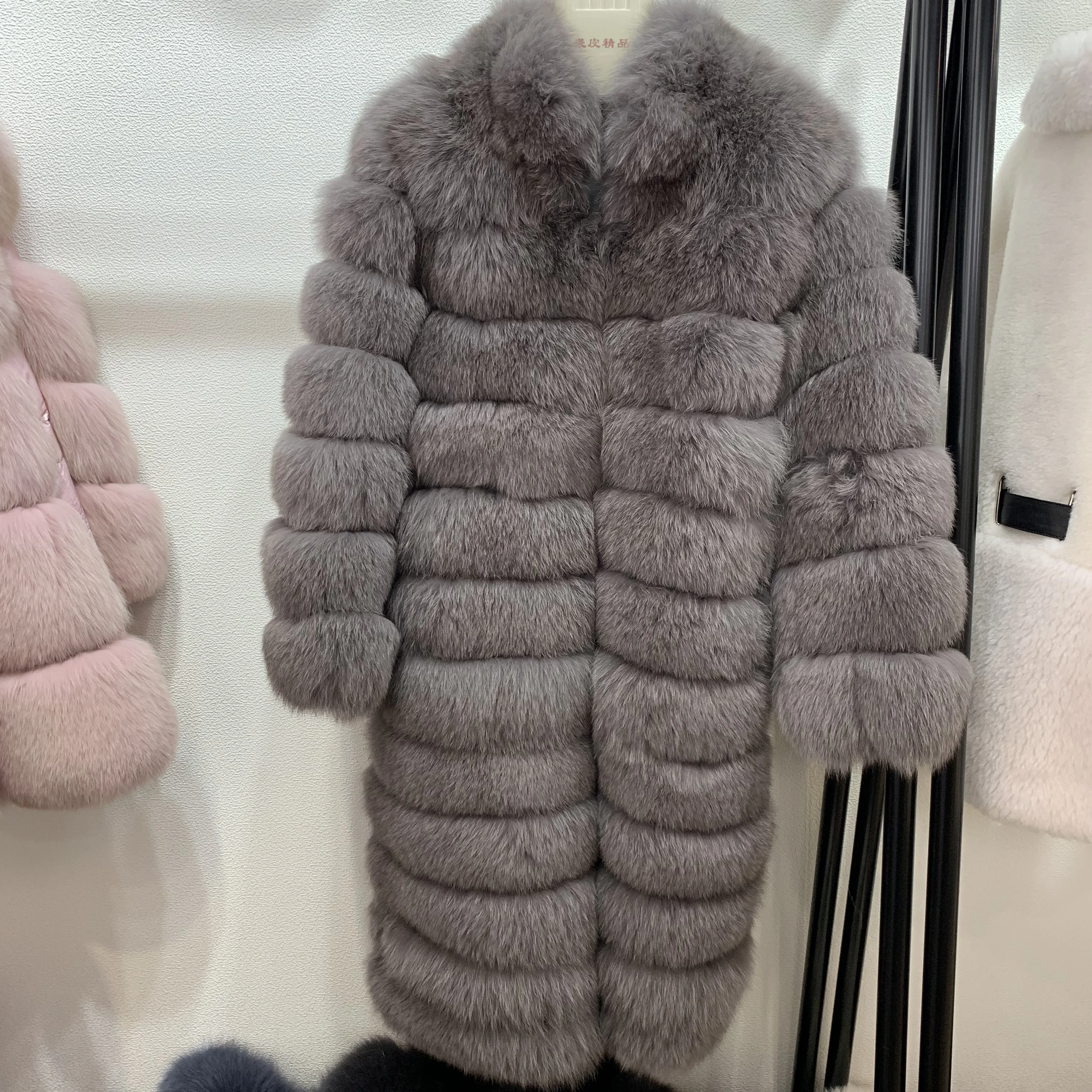 SQXR меховая женская шуба из натурального меха, толстая теплая Женская куртка из натурального Лисьего меха, верхняя одежда, длинное пальто