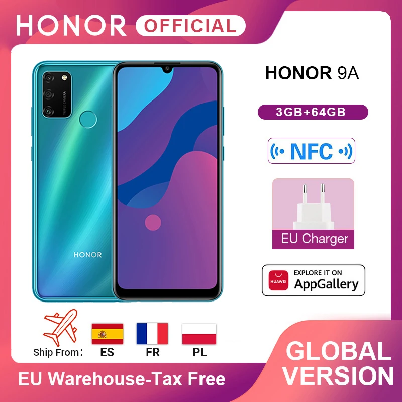 Новая глобальная версия Honor 9A мобильных телефонов 3 Гб оперативной памяти 64 ГБ 6
