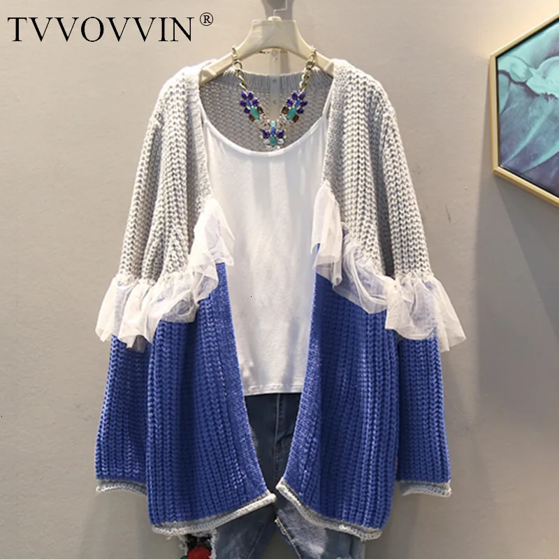 TVVOVVIN, весна-осень, высокое качество, v-образный вырез, длинный рукав, хит цветов, вязаный, пэчворк, сетка, открытый шов, свитер для женщин, X797