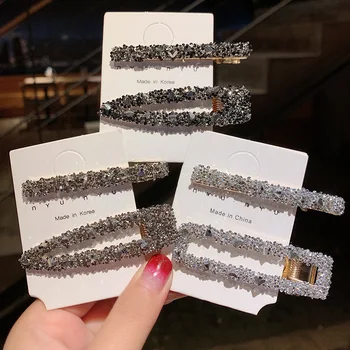 

Fashion Korea Crystal Hair Clip Imitation Diamond Square Bang Clip Headwear And Hairpin Gravel Rhinestone Hair Clips For Women