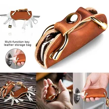 Модный дизайн многофункциональные винтажные новые устройства для хранения ключей изготовленные кожаные сумки для ключей для мужчин и женщин