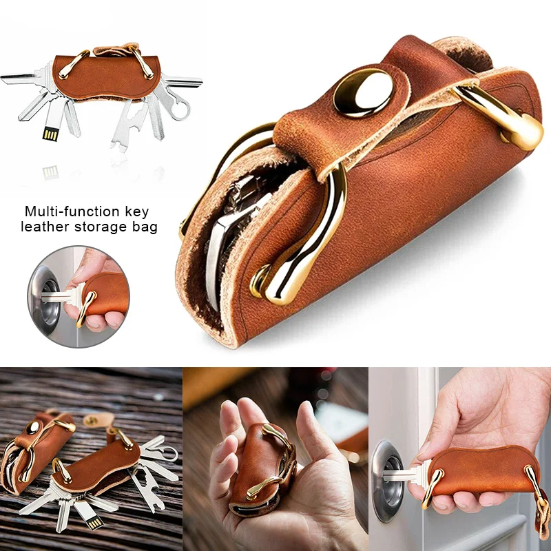 

Fashion Design Multi Functional Vintage Novelty Key Storage Device Crafted Leather Key Bags for Men Women