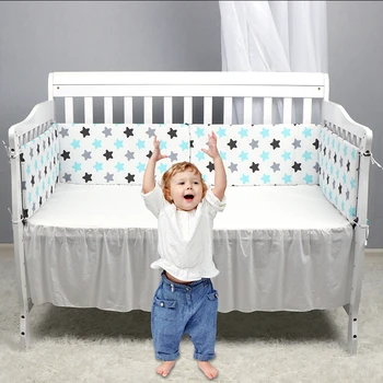 

Baby Crib Cotton Bumpers Double-faced Anti-collision Print Baby Detachable Newborn Crib Around Cot Protector Kids Bed Decor 2020