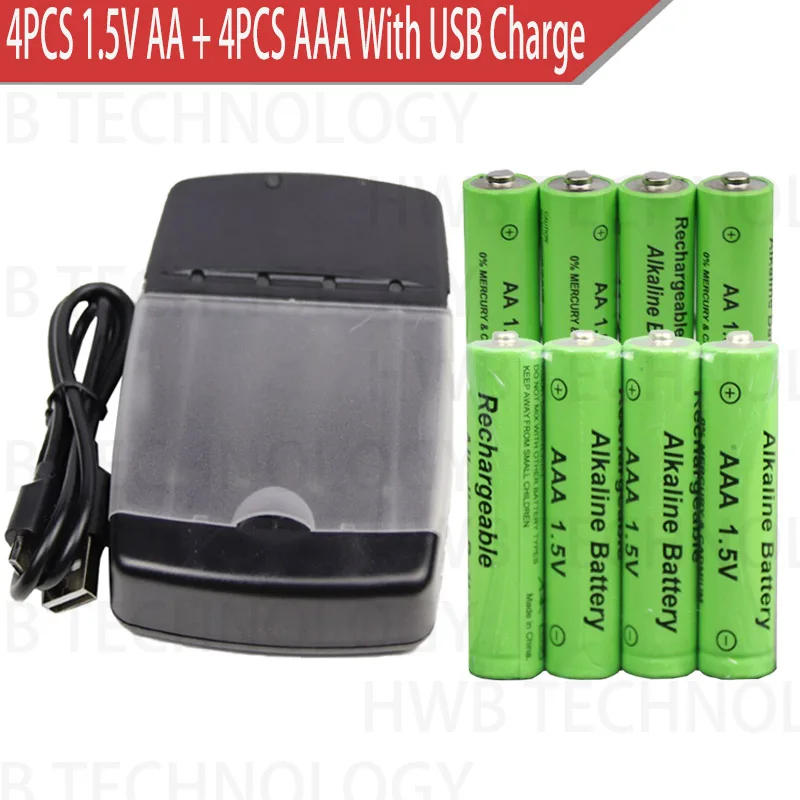 4X AA 1 5 в 3000 мАч AAA 2100 брендовая Щелочная аккумуляторная батарея + шт. USB