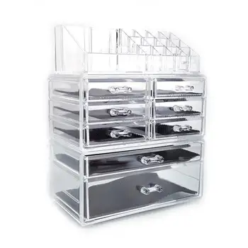 

Cosmetics Storage Rack with 6 Small & 2 Large Drawers Transparent ship from US drop shipping