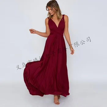 

8708 Low Price Europe And America-Formal Dress Elegant Sleeveless Backless Variety Lace-up One Piece Long Skirts