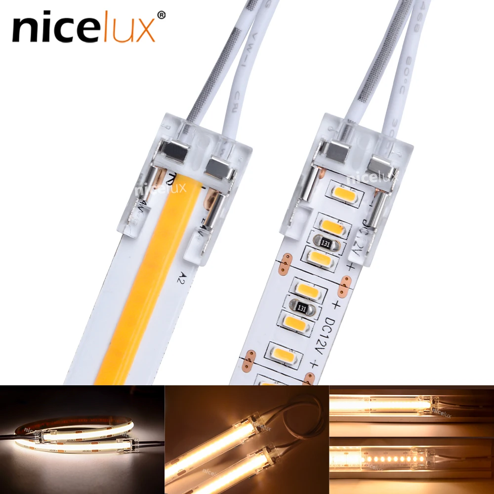 

5pcs 8mm 2 pin LED Strip Connector for 2835 5050 IP20 Single Color COB LEDs Strip Light High Density LED Tape Light Super Slim