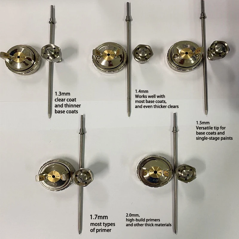 Rongpeng Needle Nozzle Air Cap Set For LVLP HP Spray Gun With Optional Nozzle1.3/1.4/1.5/1.7/2.0mm