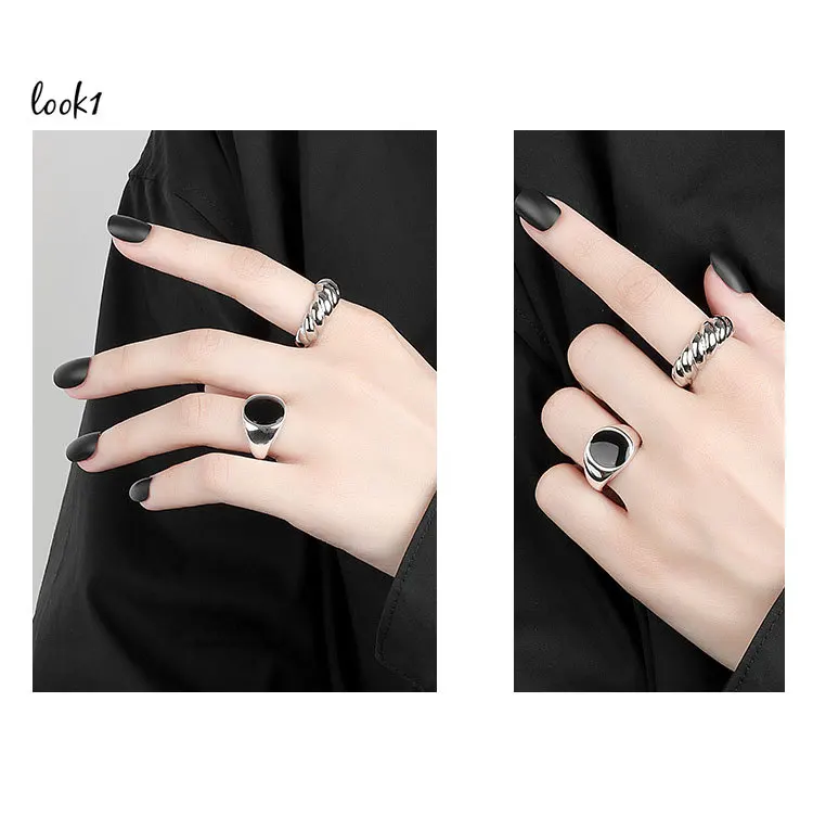 Silberner Siegelring Damen Stilvoller Runder Schmuck Geschenk_voghion.com