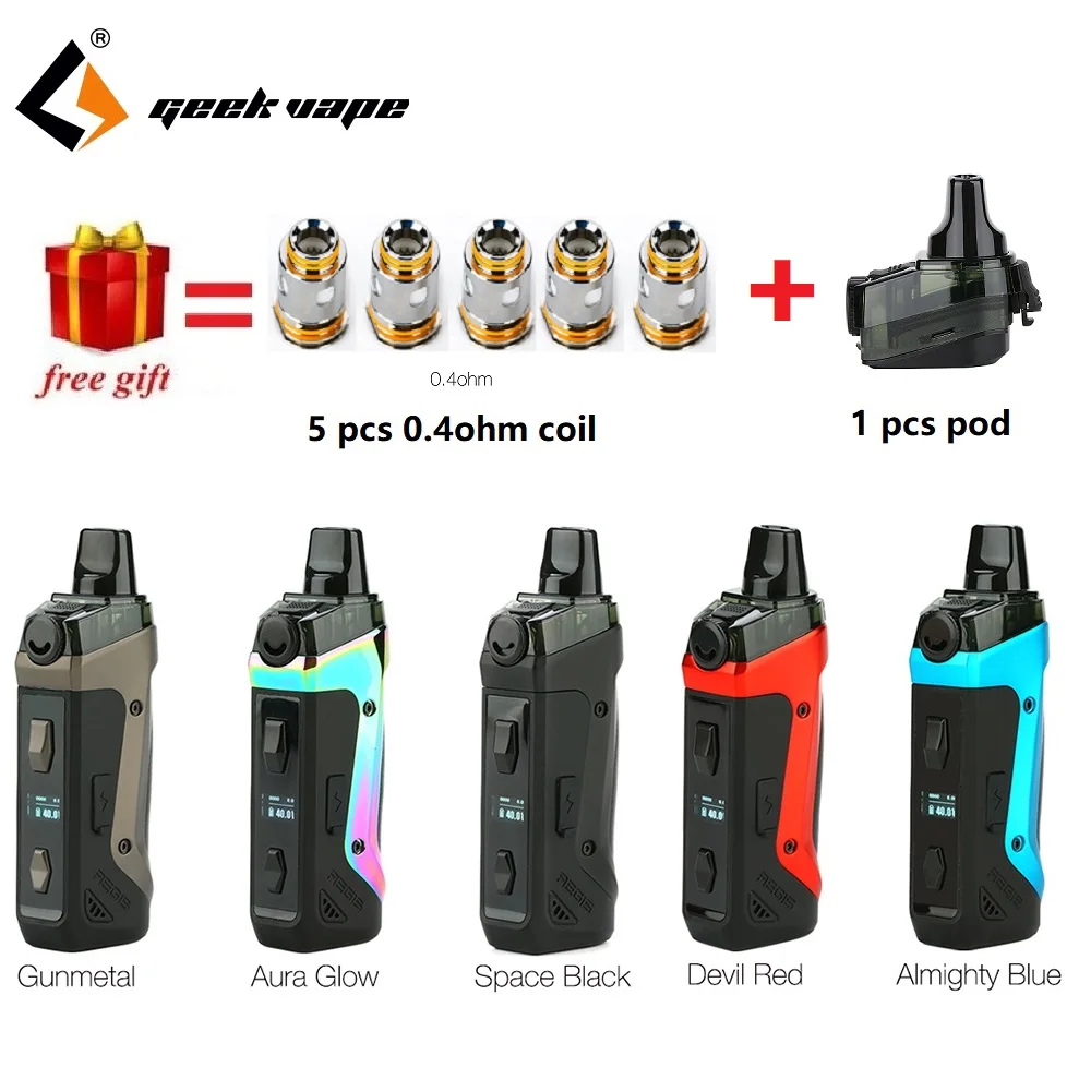 

Free Gift !!! Geekvape Aegis Boost pod vape kit w/ 1500mah built-in battery & 3ML Atomizer MTL DTL E-cig Vape kit vs Vinci