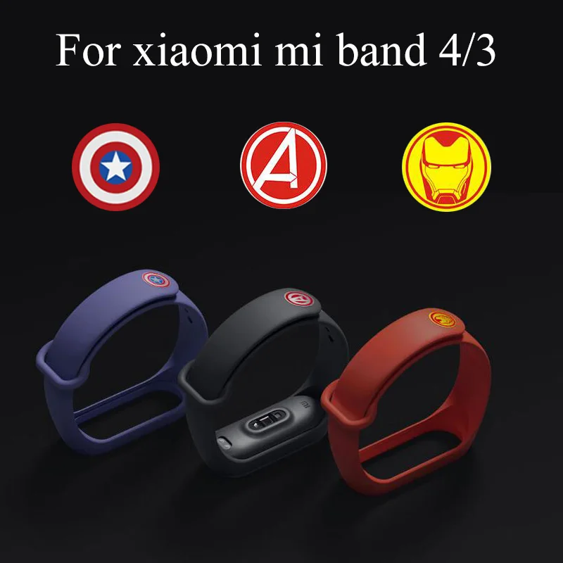 Силиконовый ремешок для mi Band 4, ремешок на запястье, спортивный ремень mi band 3, аксессуары для смарт-браслета для xiaomi mi band 4/3, ремешок Мстителей