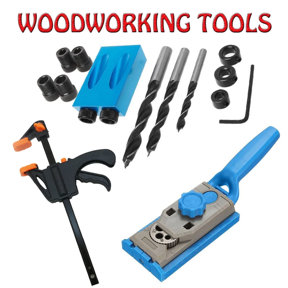 

14PCS DIY Oblique Tapping Screw Drill Pocket Hole Screw Jig Dowel Drill Joinery Kit 6/8/10mm Woodwork Drill bit Carpentry Tools