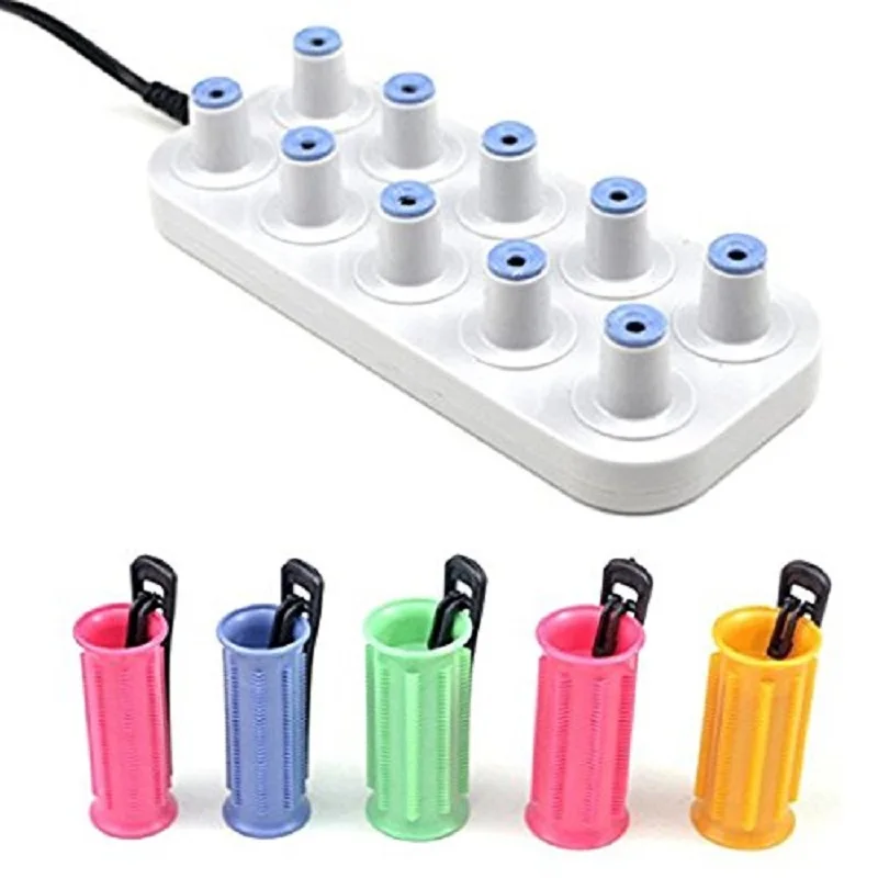 

Vamsluna 10pcs Heating Pear Hair Ceramic Hot Rollers for Long Medium Short Hair Travel Hair Roller with Clips Heated Rollers