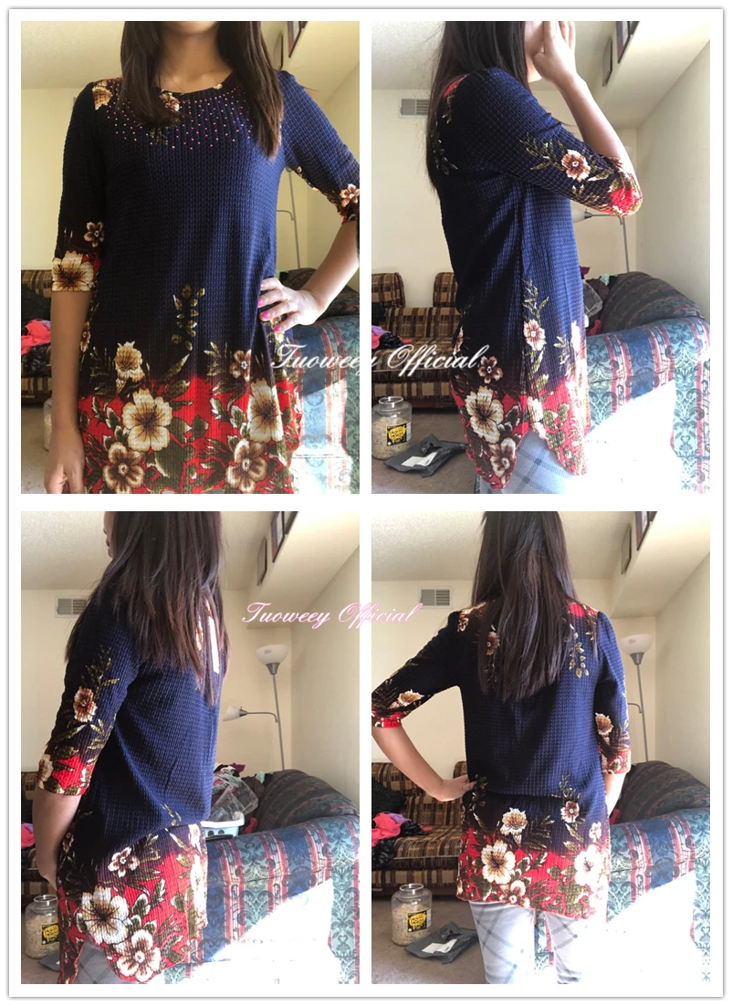 2021 New Arrival Fashion Summer 3/4 Sleeve Loose Floral Long Shirt 