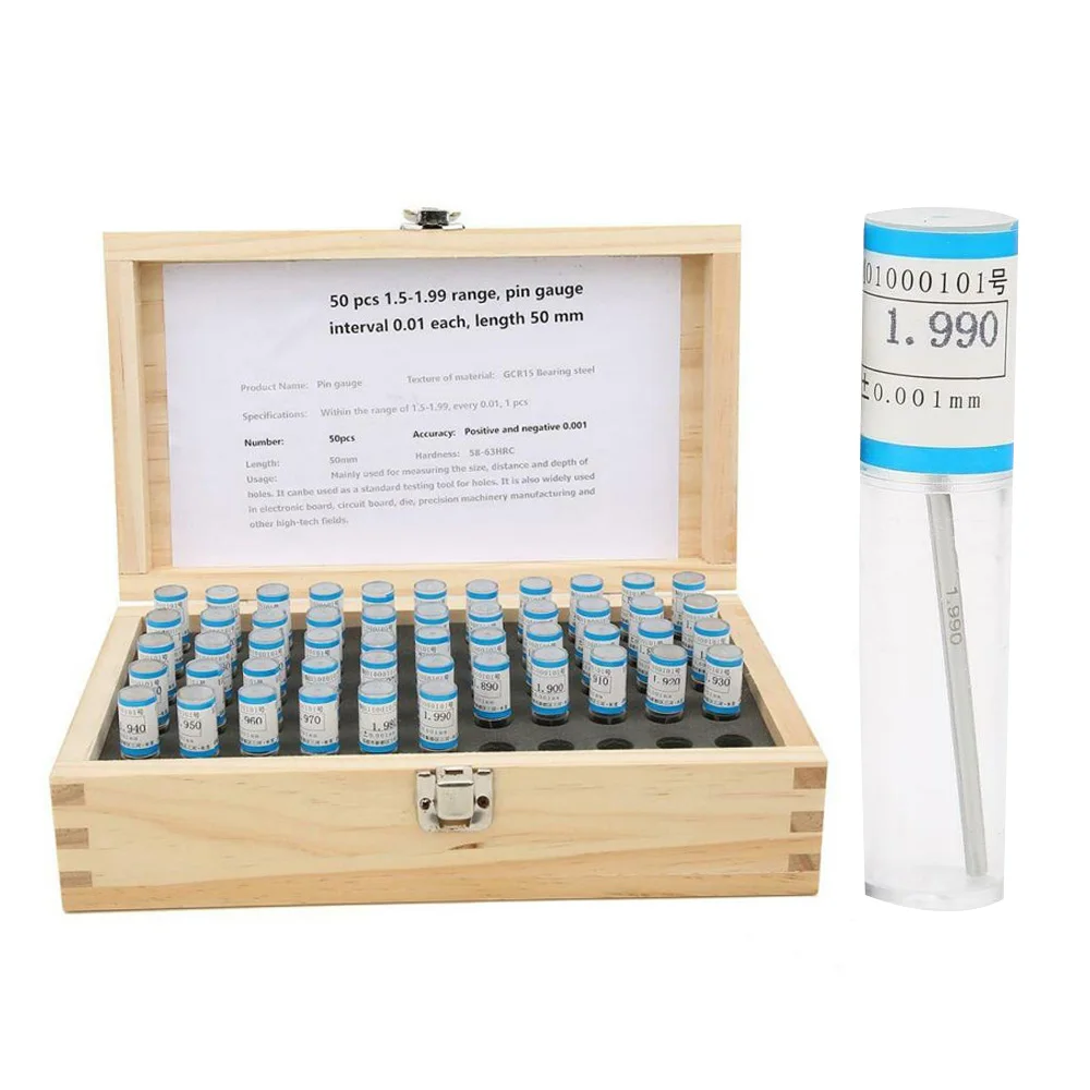

50Pcs Pin Gauge Set Bearing Steel Smooth Surface Plug Measuring Tool 1.5-1.99mm 2019 best selling