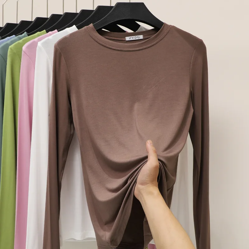 

Autumn Winter Long Sleeve T-Shirt O-Neck Casual Women 2020 Basic Tees Black White Fashion All-Match T-Shirt Size M-XXL