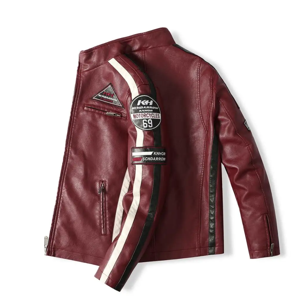 New Motorcycle Jacket For Men In Autumn/Winter 2020 Fashion Casual Leather Embroidered Aviator Jacket In Winter Velvet  Pu Jacke