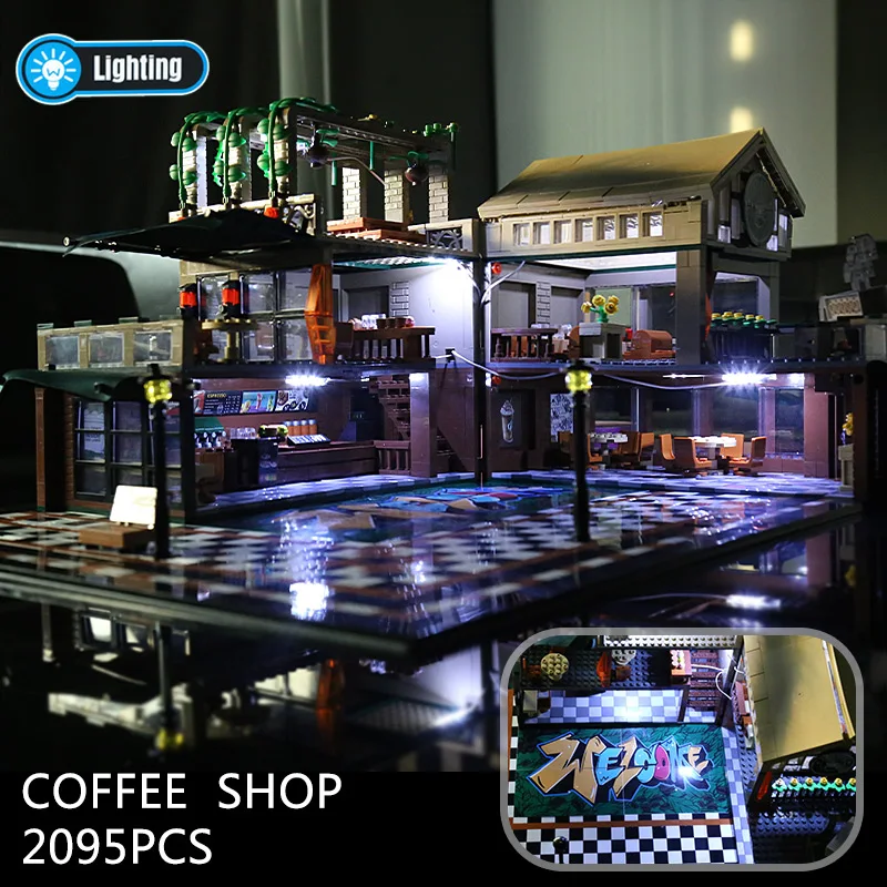 601093 уличное здание игрушки светодиодное освещение модель кафе на углу