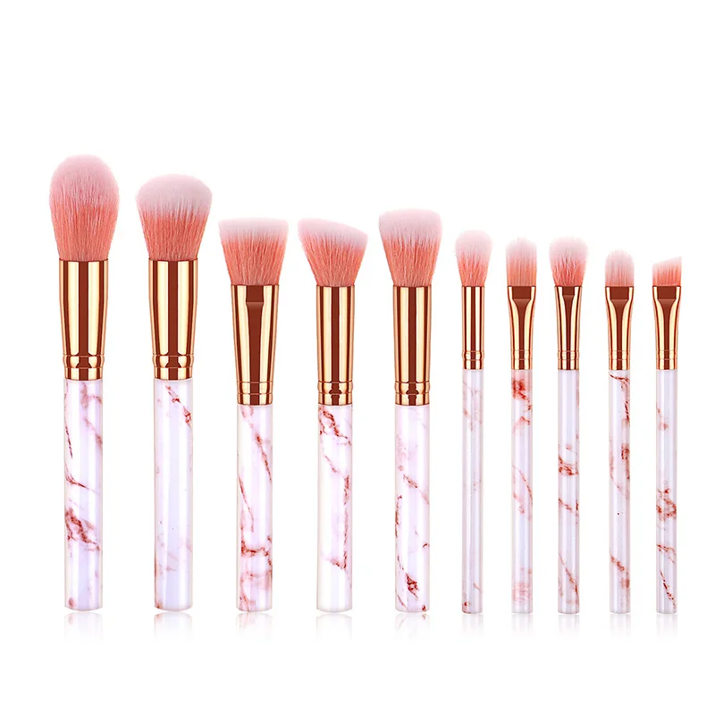 Juego de pinceles unicornio para maquillaje, 10 Uds., mango de mármol, mezcla de bases, polvo, sombra de ojos, cosmética, Belleza|rizador de pestañas| - AliExpress