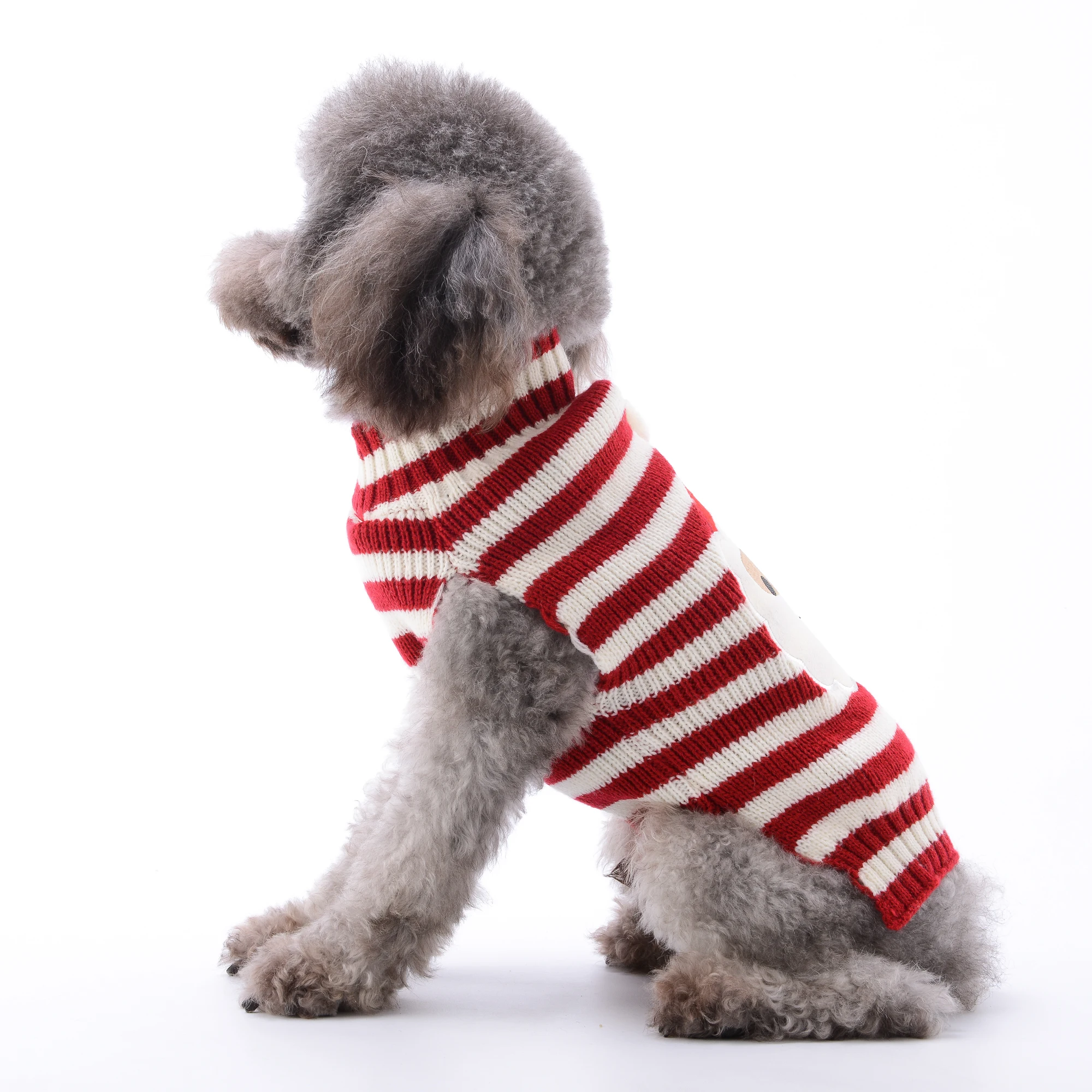 Рождественский свитер с рисунком Санта-Клауса для таксы, вязаная зимняя одежда для собак, свитер для маленьких собак, пуделя, чихуахуа, кота