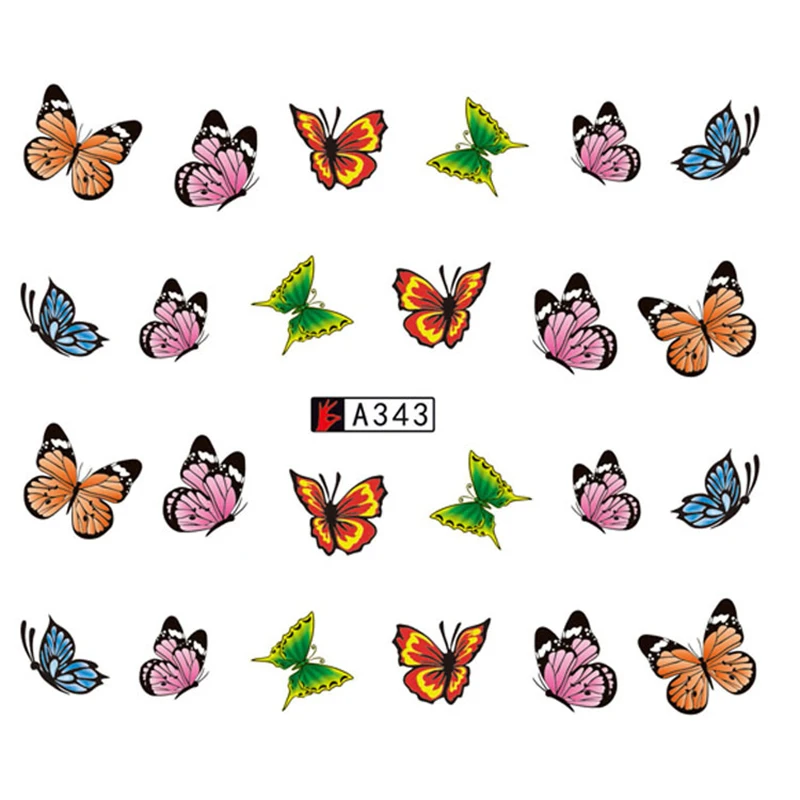 GAM BELLE 1 Sheet Summer Colorful Designs Nail Art Sticker Watermark DIY Butterfly Colorful Tips Nail 5