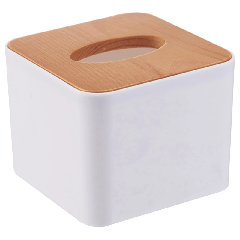 XQxiqi689sy Wooden Tissue Box Home Kitchen Round/Square Case Napkin Holder Home Organizer Container Square# 