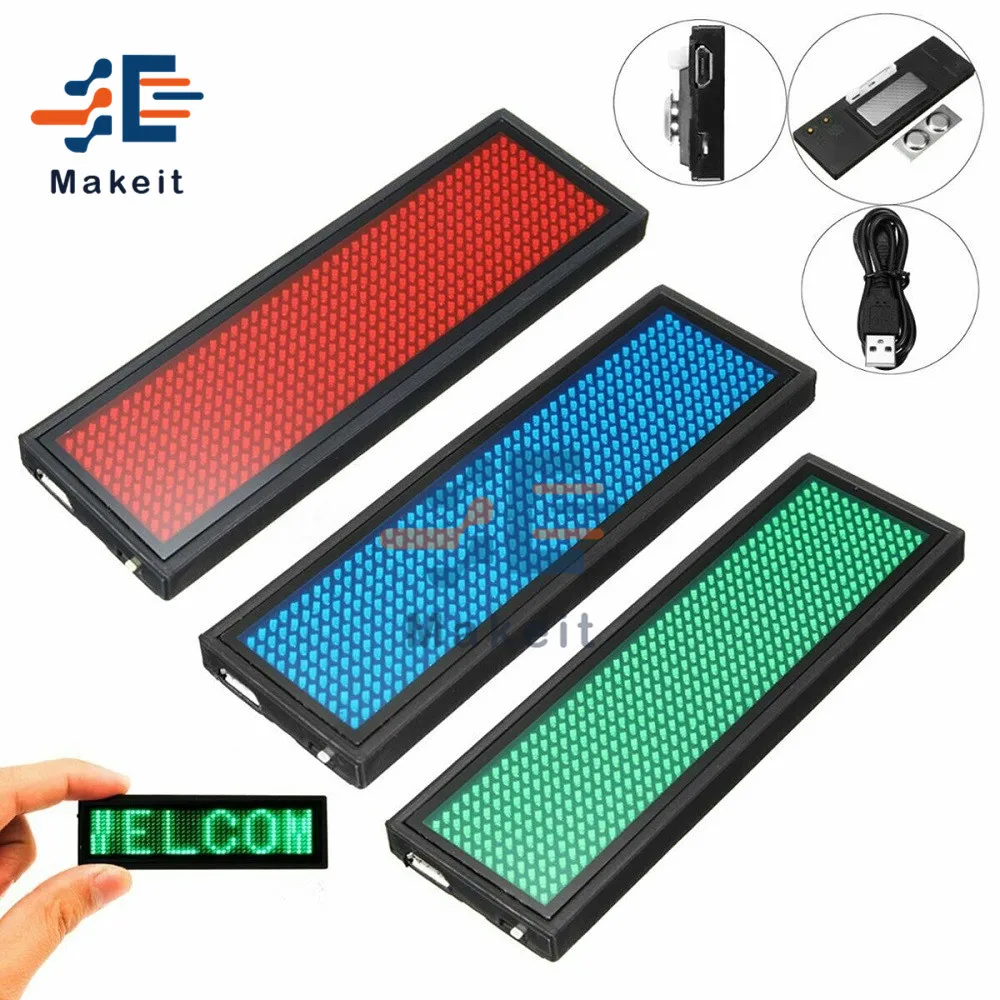 Mini 15 Display Languages Name Badge LED Digital Display Rechargeable Programmable Durable Scrolling Led Tag Sign Badge Module, led digital tube display,led matrix display module