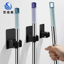 304 из нержавеющей стали, для швабр стеллаж для выставки товаров пробивка отверстий балкон зажим для швабры хранения метла стеллаж для хранения стены Вешалки черно-белого цвета с милым рисунком кота