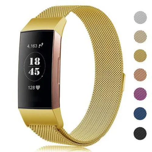 Миланский ремешок на петлю для Fitbit charge 3 часы ремешок для умного браслета из нержавеющей стали ремень спортивные часы ремешок на запястье - Цвет ремешка: gold