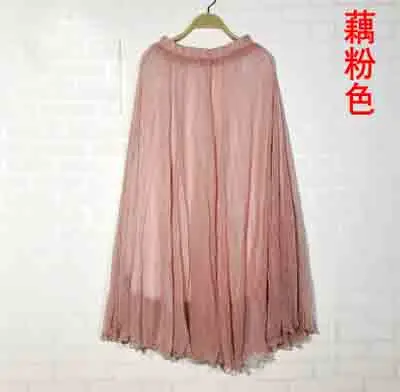 ou pink Новые пляжные шифоновые длинные юбки женские юбки с высокой талией макси женские летние юбки-пачки вечерние юбки jupe femme layers saias белые - Цвет: ou pink