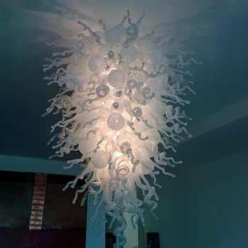 

Dining Room White Glass Chandelier for Weddings Hand Blown Glass Ceiling Lights for Home