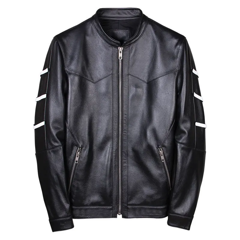 

Genuine Leather Jacket Men Cow Leather Jacket Korean Motorcycle Slim Bomber Mens Leather Jacket Jaqueta De Couro