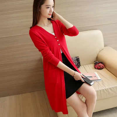 Осень зима высокое качество серый женский кашемировый кардиган пончо Плюс Размер Свободное пальто женское с длинным рукавом vestidos вязаные свитера - Цвет: red