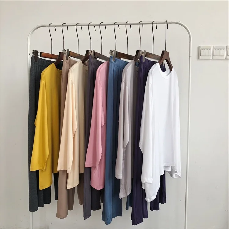

Packaging Is Beautiful! Spring And Summer Thin Soft Comfortable Contrast Color Two-Piece Set Long Sleeve Trousers Casual Househo