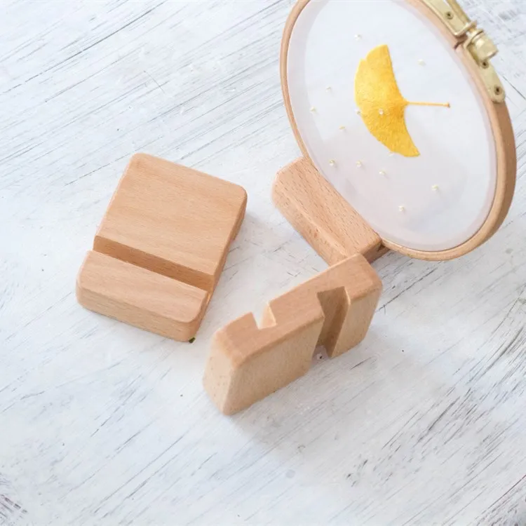 Hand-embroidered Weaving Arts Display Bracket Wooden Tripod Slot Double Bracket Decorative Picture Frame Mobile Phone Holder