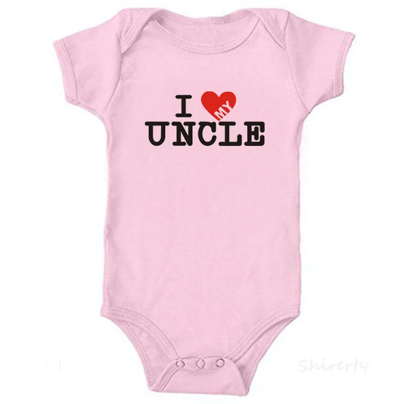 3-Pink Белая одежда для новорожденных с надписью «I Love Uncle Aunt»; детские комбинезоны унисекс из чистого хлопка; летние детские комбинезоны с короткими рукавами; Одежда для новорожденных - Цвет: 3-Pink