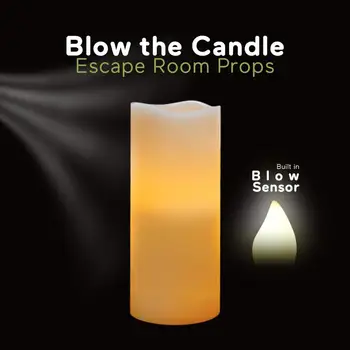 

BearHoHo Real Life Escape Room Candles Props Blow On/Out to Unlock Indoor Puzzle Game Adventure Control EM Lock Room Escape Play