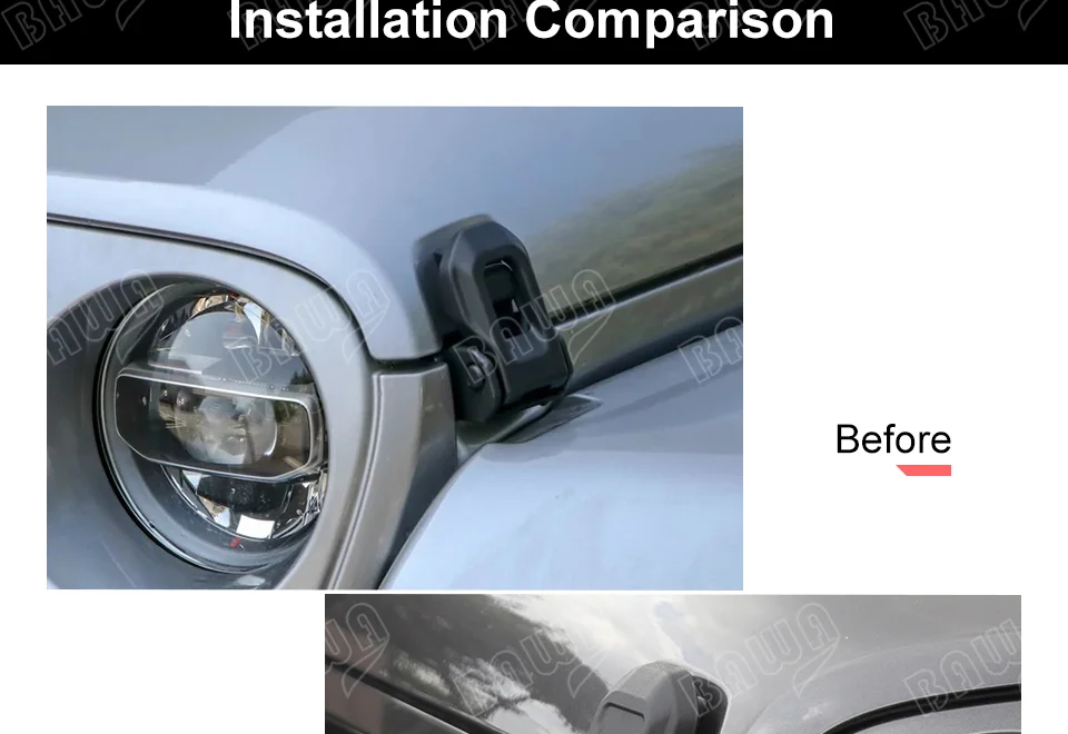 BAWA Замок капота защелка крышки пряжки крышка двигателя аксессуары для Jeep Wrangler JL
