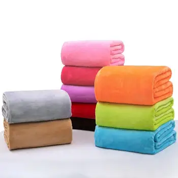 

Soft Warm Solid Color Coral Fleece Flannel Blanket Autumn And Winter Warm Sheets Kids Blankets Sofa Office Home Textile 50*70cm
