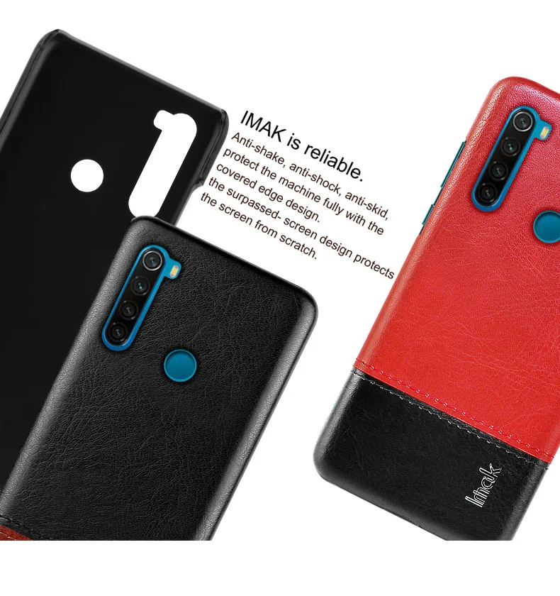 IMAK для Xiaomi Redmi Note 8 чехол Роскошный кожаный чехол из искусственной кожи чехол s для Redmi Note 8 Pro твердый PC задняя крышка