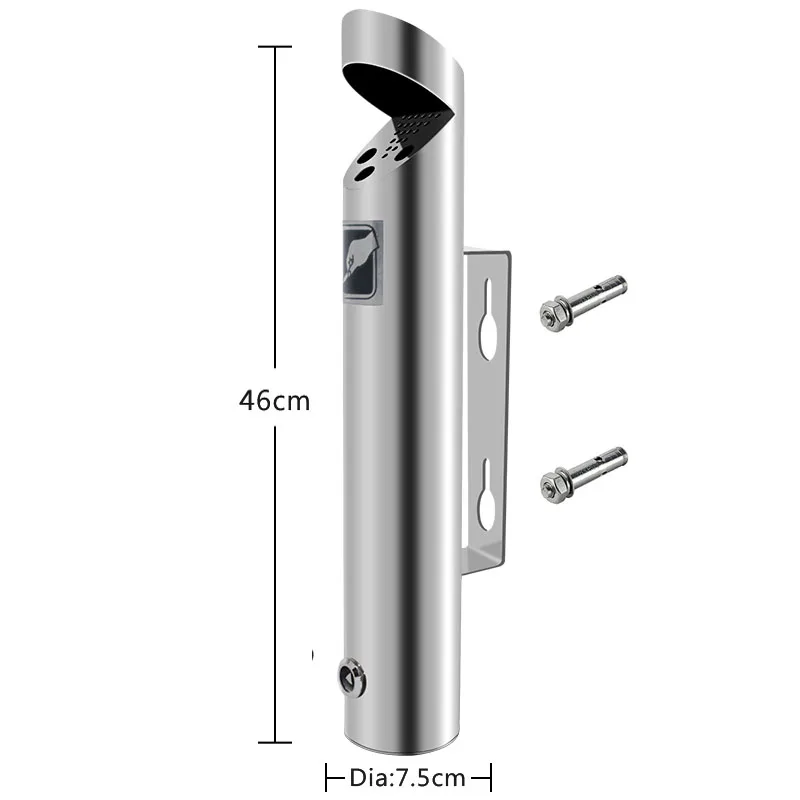 012 Large OSKYER 2L Outdoor Large Ashtray Cylinder Wall Mounted Ashtray Stainless Steel Cigarette Ash Bin 18-8 Cigarette Ash Bin Lockable - Цвет: 012 Large