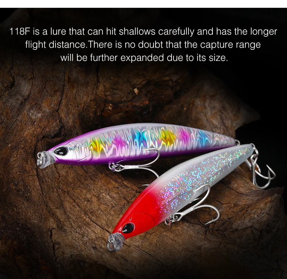 TSURINOYA 118mm 19g 0-30cm Flacher Bereich Schwimmender Angelköder DW95 118F Küstenseebarsch Elritze Meeresangeln Künstlicher harter Köder – Detail 12