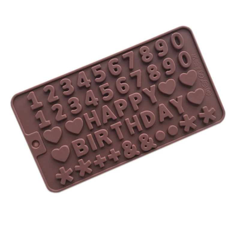 Happy Birthday Alphanumeric Symbols Letters Silicone Mold Heart-shaped Chocolate Fondant Cake Diy For Kitchen Baking Mold Tools4