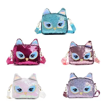 

Fashion Women Small Sequin Shoulder Bag Cute Cat Handbag Lady Casual Leather Shopping Tote Satchel Messenger Mini Crossbody Bag